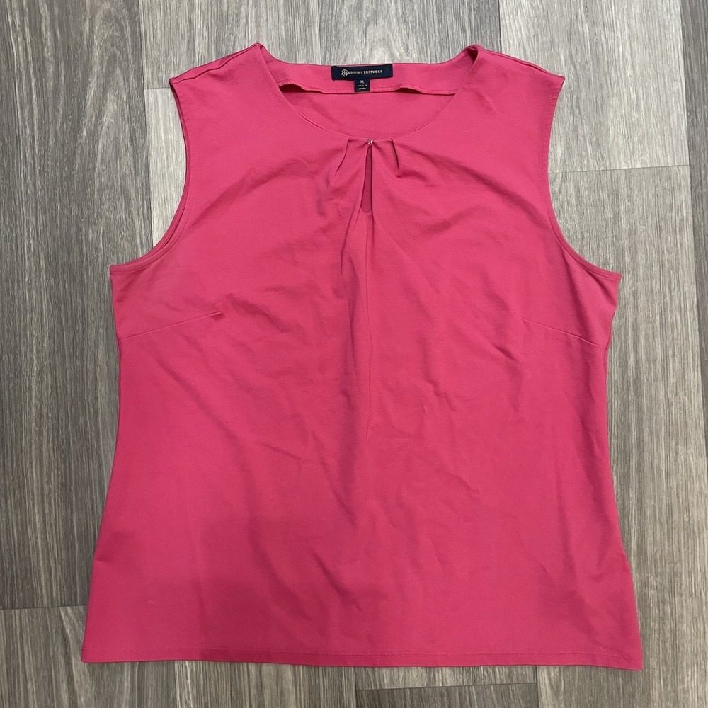 Brooks Brothers Women's XL Pink Sleeveless Keyhole Blouse Stretch Career Top